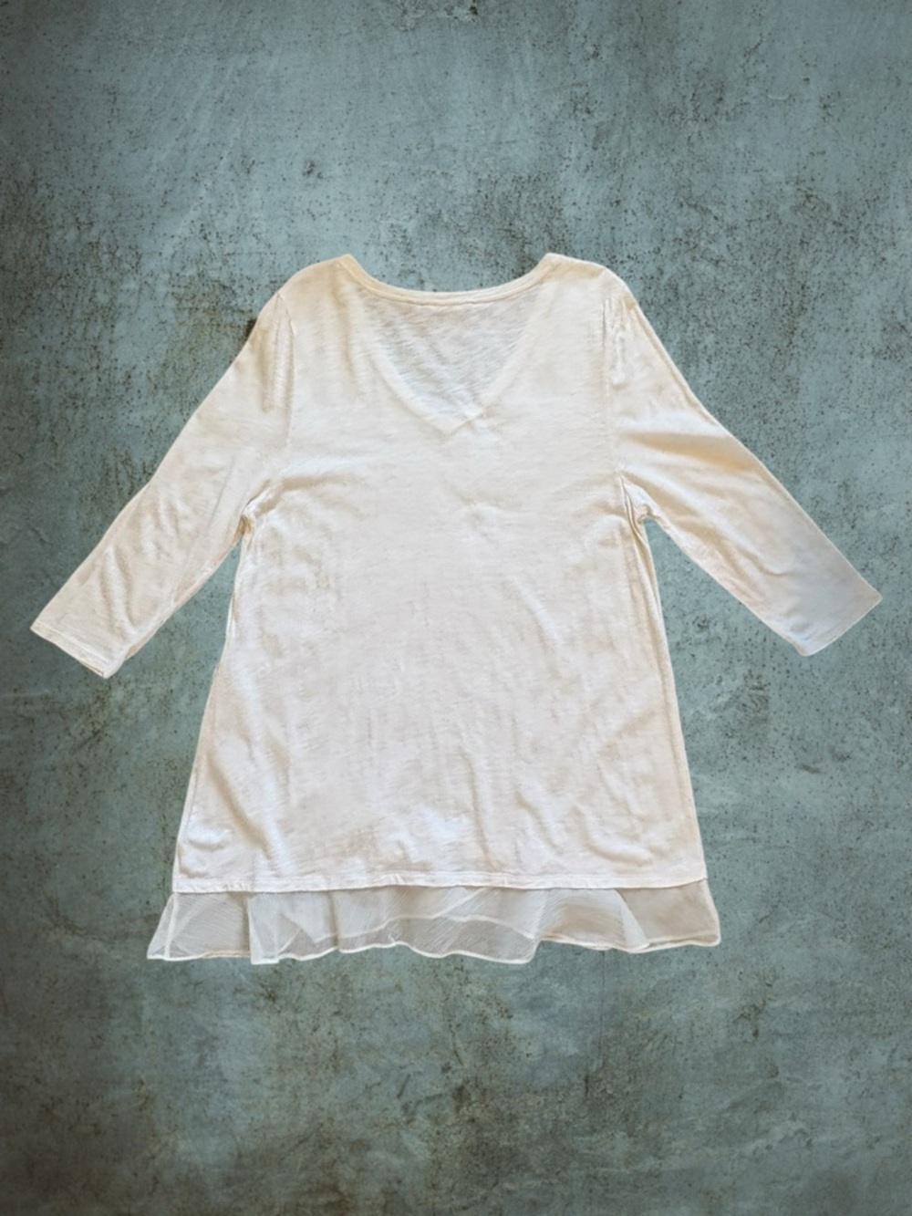 Soft Surroundings Cream Layered Tee | Lagenlook Boho Flowy Top - Picture 4 of 8